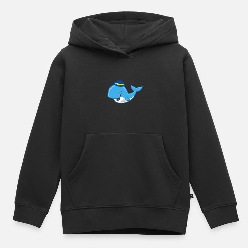 Jolie baleine - Sweat Premium à capuche enfant bio - noir