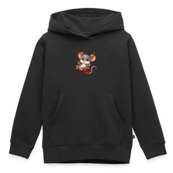 mignon souris rat berçant dessin animé aire de jeux - Sweat Premium à capuche enfant bio - noir - Devant - AI Model Kid Male (0cm)