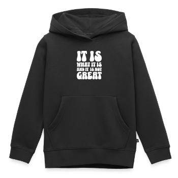 C’est ce que c’est et ce n’est pas génial - Sweat Premium à capuche enfant bio - noir - Devant - AI Model Kid Male (0cm)