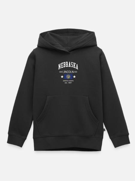 Nebraska - Kinder Premium Organic Hoodie - Schwarz