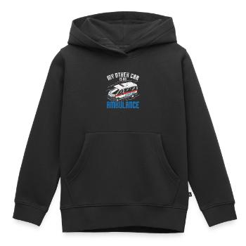 Mijn andere auto is een ambulance - Kinder Premium hoodie biologisch - zwart - Voor - AI Model Kid Male (0cm)
