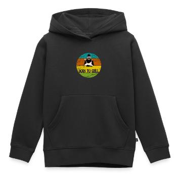 BBQ - Sweat Premium à capuche enfant bio - noir - Devant - AI Model Kid Male (0cm)