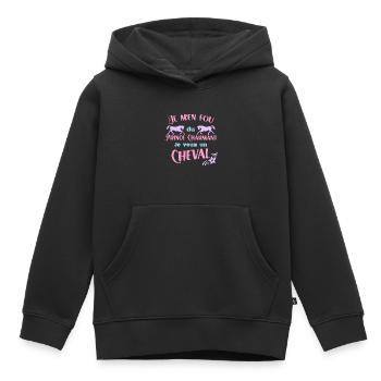 Je M'en Fou Du Prince Charmant Cadeau Cavalières - Sweat Premium à capuche enfant bio - noir - Devant - AI Model Kid Male (0cm)