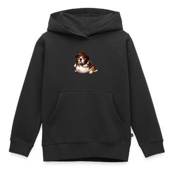 Gros Beagle Cowboy - Sweat Premium à capuche enfant bio - noir - Devant - AI Model Kid Male (0cm)