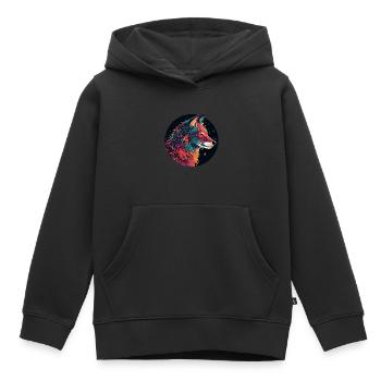 Wolf, Wildhund, Grauer Wolf, Canis lupus - Kinder Premium Organic Hoodie - Schwarz - Vorne - AI Model Kid Male (0cm)