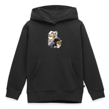 bergers australiens - Sweat Premium à capuche enfant bio - noir - Devant - AI Model Kid Male (0cm)