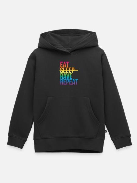 Rave - Eat sleep repeat3 - Kinder Premium Organic Hoodie - Schwarz