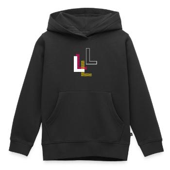 L - Anfangsbuchstaben Design Geschenke - Kinder Premium Organic Hoodie - Schwarz - Vorne - AI Model Kid Male (0cm)