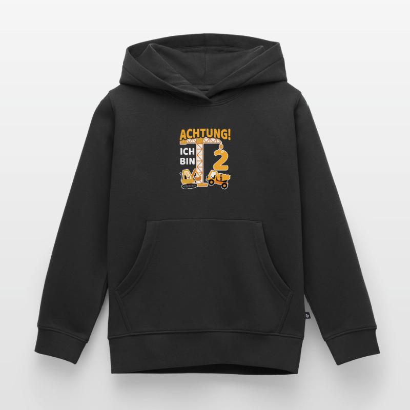 2. Geburtstag Baustelle Bagger Kran Geschenk Junge Kinder Premium Organic Hoodie