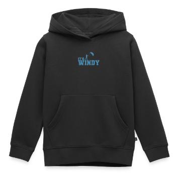 Kitelandboarding It’s Windy Outside - Sweat Premium à capuche enfant bio - noir - Devant - AI Model Kid Male (0cm)