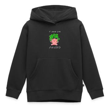 j'peux pas j'ai loto cochon pig - Sweat Premium à capuche enfant bio - noir - Devant - AI Model Kid Male (0cm)
