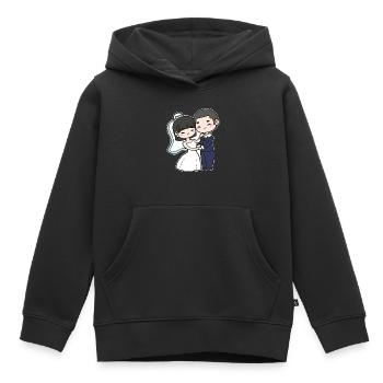Couple de mariage - Sweat Premium à capuche enfant bio - noir - Devant - AI Model Kid Male (0cm)