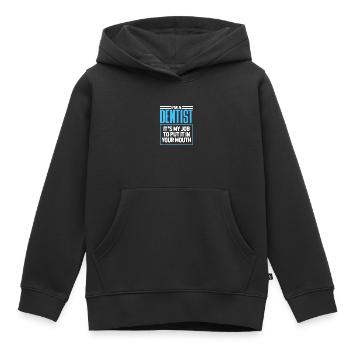 Dentiste Dentiste Dentiste Dentist Dents Cadeau - Sweat Premium à capuche enfant bio - noir - Devant - AI Model Kid Male (0cm)