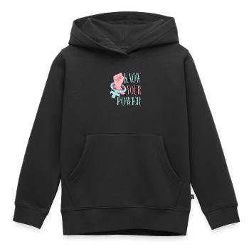 Connaissez votre pouvoir féministe - Sweat Premium à capuche enfant bio - noir - Devant - AI Model Kid Male (0cm)