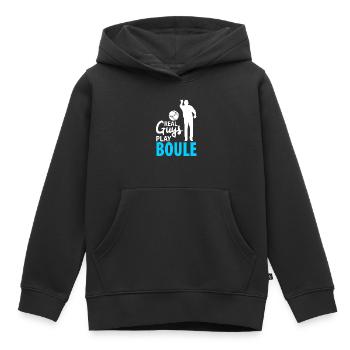 Pétanque Pétanque Pétanque Pétanque Hommes Hommes Garçons - Sweat Premium à capuche enfant bio - noir - Devant - AI Model Kid Male (0cm)