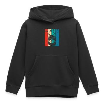 Retro Ten 10 ans 10 . Anniversaire Chat Sonnenbr - Sweat Premium à capuche enfant bio - noir - Devant - AI Model Kid Male (0cm)