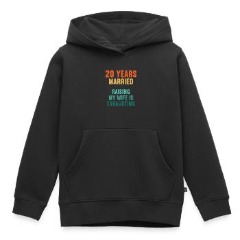 20 years married funny 20th wedding anniversary - Kids Premium Organic Hoodie - black - Front - AI Model Kid Male (0cm)