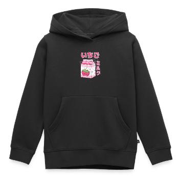 Anime Manga Kawaii Strawberry Milkshake Milk Shake - Sweat Premium à capuche enfant bio - noir - Devant - AI Model Kid Male (0cm)