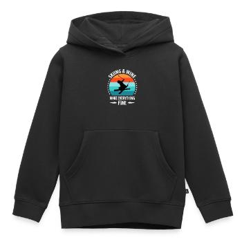 Ski ski Skieurs Vacances au ski - Sweat Premium à capuche enfant bio - noir - Devant - AI Model Kid Male (0cm)