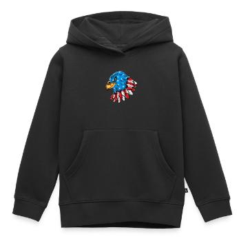 États-Unis Aigle à tête blanche américain Drapeau américain - Sweat Premium à capuche enfant bio - noir - Devant - AI Model Kid Male (0cm)