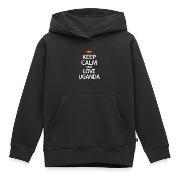 Uganda - Kids Premium Organic Hoodie - black - Front - AI Model Kid Male (0cm)