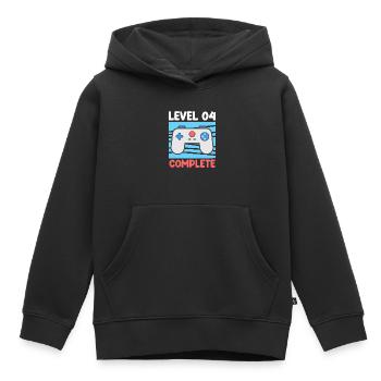 Level 04 Complete 4 Jahre 4. Geburtstag - Kinder Premium Organic Hoodie - Schwarz - Vorne - AI Model Kid Male (0cm)