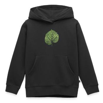 Feuille de tilleul / Feuille de tilleul / NATURE - Sweat Premium à capuche enfant bio - noir - Devant - AI Model Kid Male (0cm)