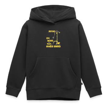 Ich werde großer Bruder Bagger Baustelle Kran - Kinder Premium Organic Hoodie - Schwarz - Vorne - AI Model Kid Male (0cm)