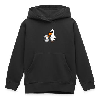 Mouette avec bébé Mouette - Sweat Premium à capuche enfant bio - noir - Devant - AI Model Kid Male (0cm)
