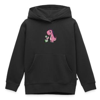 Dinosaures avec bébés dinosaures - Sweat Premium à capuche enfant bio - noir - Devant - AI Model Kid Male (0cm)