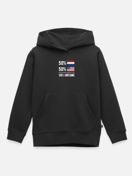 Half Nederlands Half Amerikaans Nederland - Kinder Premium hoodie biologisch - zwart