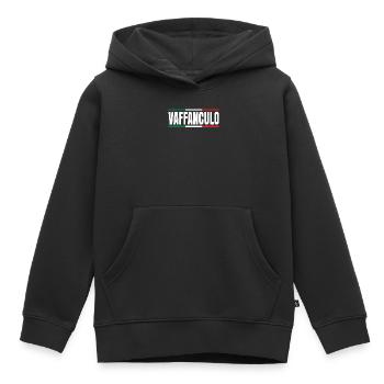 Italien - Sweat Premium à capuche enfant bio - noir - Devant - AI Model Kid Male (0cm)