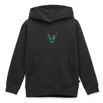 Farbenfroher Hirschkopf - Kinder Premium Organic Hoodie - Schwarz - Vorne - AI Model Kid Male (0cm)