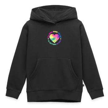 Convivialité Inclusion Diversité Anti-intimidation - Sweat Premium à capuche enfant bio - noir - Devant - AI Model Kid Male (0cm)