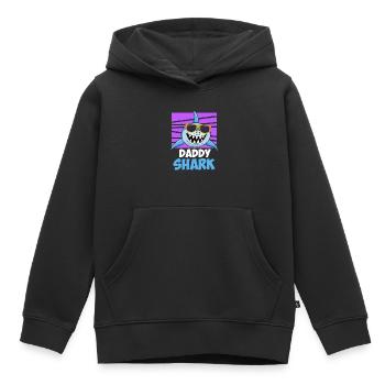 Papa Requin Papa Hai Père - Sweat Premium à capuche enfant bio - noir - Devant - AI Model Kid Male (0cm)