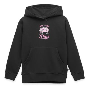Pig Gift Piglet Kids Piglet Pig Pig - Sweat Premium à capuche enfant bio - noir - Devant - AI Model Kid Male (0cm)