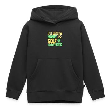 Argent et golf - Sweat Premium à capuche enfant bio - noir - Devant - AI Model Kid Male (0cm)