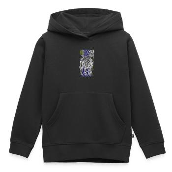 Zebra Gift Noir et Blanc Safari Savannah Steppe - Sweat Premium à capuche enfant bio - noir - Devant - AI Model Kid Male (0cm)