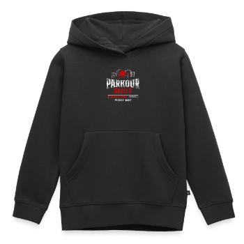 Parkour Free Running Traceur - Sweat Premium à capuche enfant bio - noir - Devant - AI Model Kid Male (0cm)