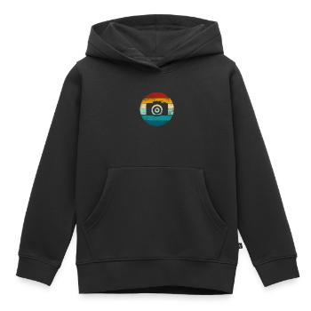 Photographe Retro Camera Vintage Photography - Sweat Premium à capuche enfant bio - noir - Devant - AI Model Kid Male (0cm)