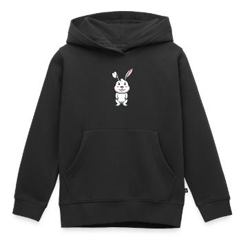 Lapin Blanc Emoticons Lapin - Sweat Premium à capuche enfant bio - noir - Devant - AI Model Kid Male (0cm)