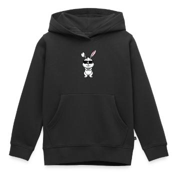 Lapin Blanc Emoticons Lapin - Sweat Premium à capuche enfant bio - noir - Devant - AI Model Kid Male (0cm)