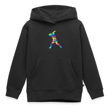 Baseball Fan Tie Dye Batter - Kids Premium Organic Hoodie - black - Front - AI Model Kid Male (0cm)