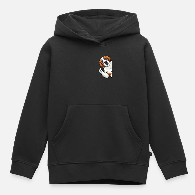 Chien Saint-Bernard Chien Saint-Bernard - Sweat Premium à capuche enfant bio - noir