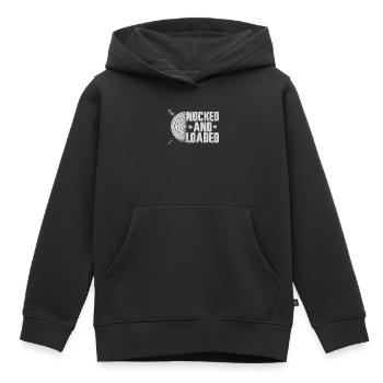 Arc de tir à l’arc Archer Vintage Nocked - Sweat Premium à capuche enfant bio - noir - Devant - AI Model Kid Male (0cm)