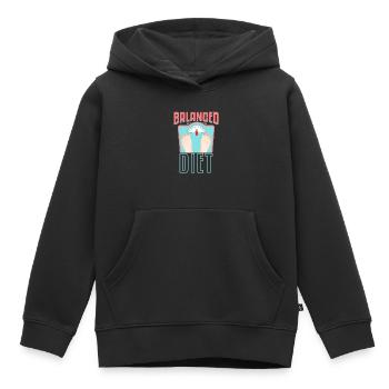 Balanced Diet - Kids Premium Organic Hoodie - black - Front - AI Model Kid Male (0cm)