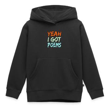 Oui, j’ai des poèmes, des poètes, des écrivains, - Sweat Premium à capuche enfant bio - noir - Devant - AI Model Kid Male (0cm)