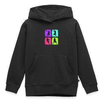 Basketball féminin vintage - Sweat Premium à capuche enfant bio - noir - Devant - AI Model Kid Male (0cm)