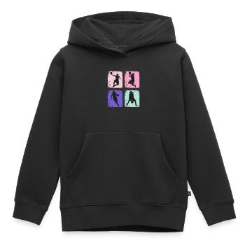 Basketball féminin vintage - Sweat Premium à capuche enfant bio - noir - Devant - AI Model Kid Male (0cm)