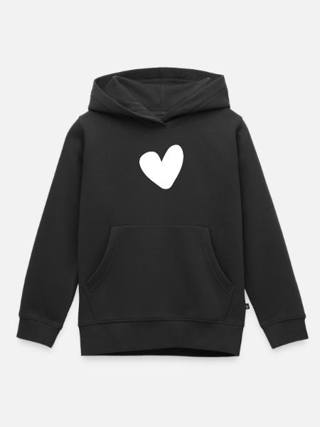 Weisses Herz Einfaches Design - Kinder Premium Organic Hoodie - Schwarz